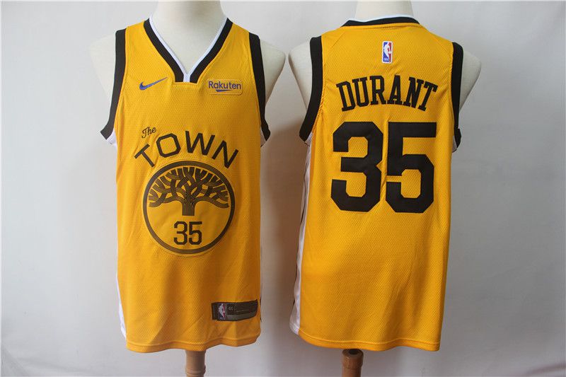Men Golden State Warriors 35 Durant Yellow City Edition Nike Game NBA Jerseys